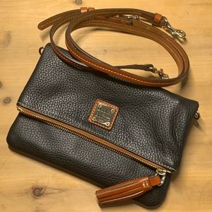 Black Dooney and Bourke Pebble Grain Foldover Zip Crossbody